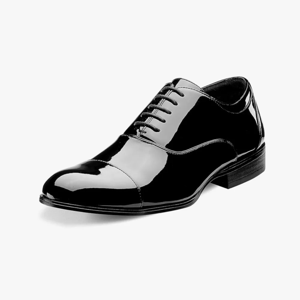 New w/o Box Stacy Adams Gala Genuine Patent Leather Black Lace-Up Dress Oxfords